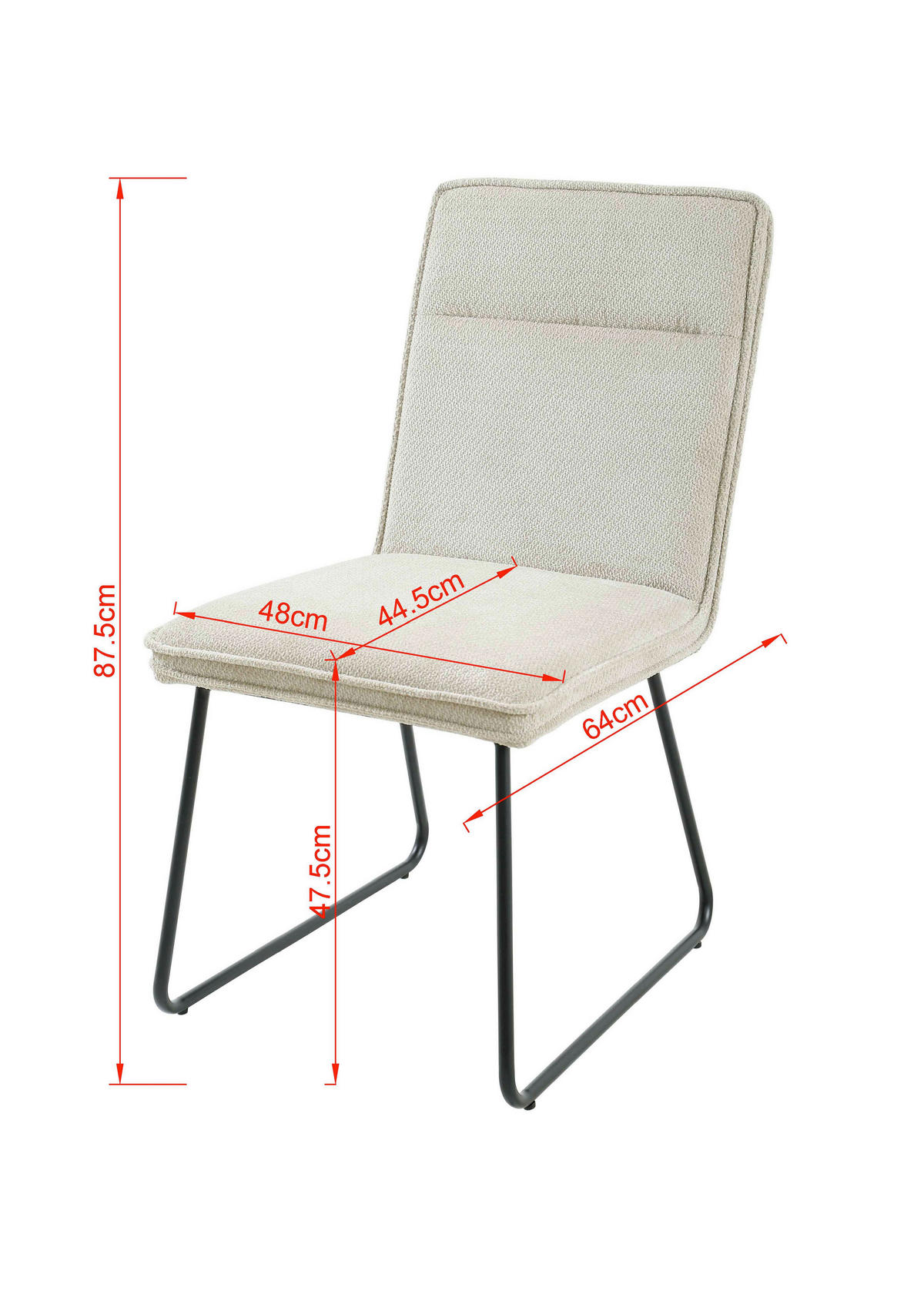 STUHL - Beige/Schwarz, Design, Textil/Metall (49/87,5/64,5cm) - Carryhome