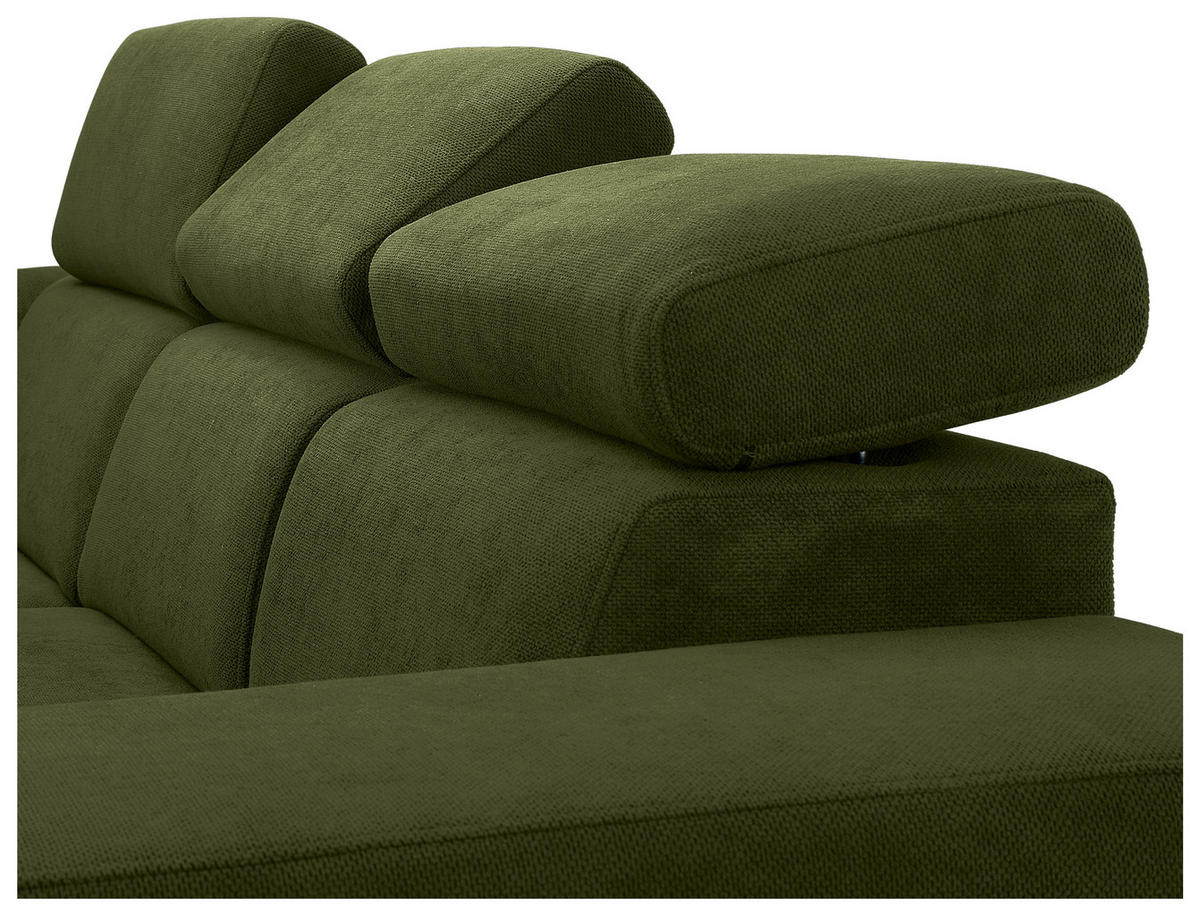 ECKSOFA Dunkelgrün Webstoff  - Dunkelgrün/Schwarz, KONVENTIONELL, Holz/Textil (244/283cm) - Carryhome