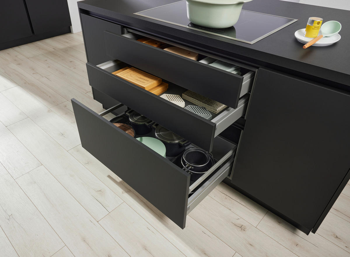 EINBAUKÜCHE P17  - Schwarz, Design, Holzwerkstoff - Dieter Knoll