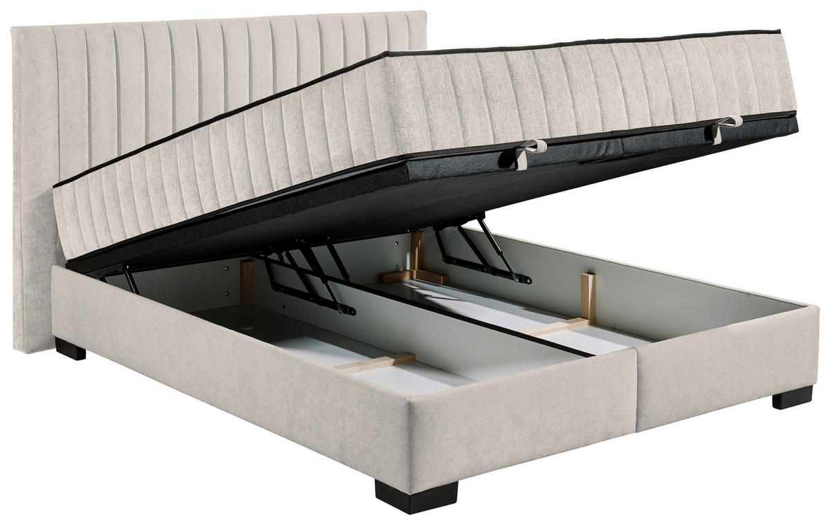 BOXBETT 160/200 cm  in Beige  - Beige/Schwarz, Modern, Holzwerkstoff/Kunststoff (160/200cm) - MID.YOU