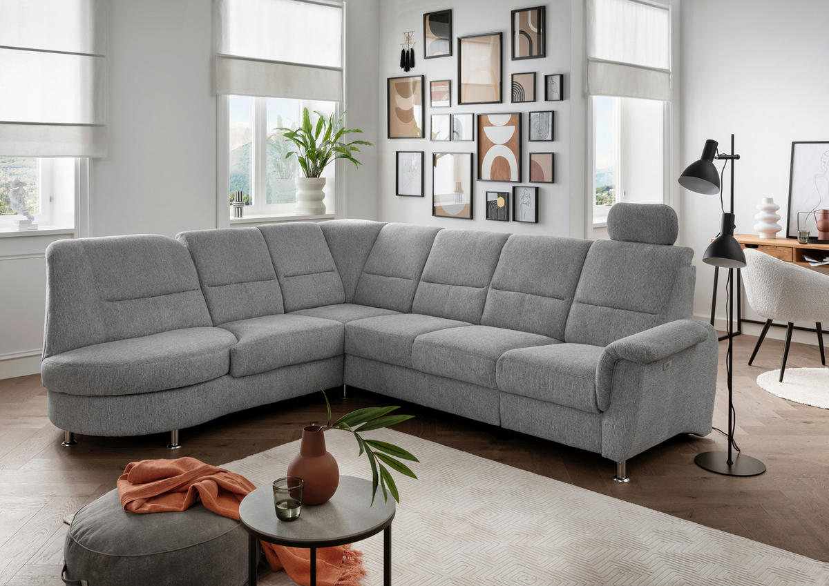 ECKSOFA Silberfarben Chenille  - Chromfarben/Silberfarben, MODERN, Textil/Metall (236/275cm) - Livetastic