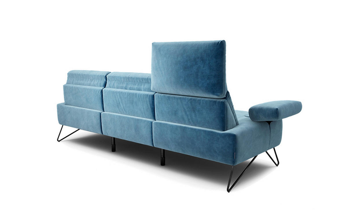 3-SITZER-SOFA Samt Blau  - Blau/Schwarz, Design, Textil/Metall (234-264/85/86-94cm) - SENSOO