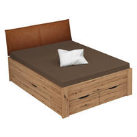 STAURAUMBETT 120/200 cm  in Eichefarben   - Eichefarben/Rostfarben, Design, Holzwerkstoff/Textil (120/200cm) - Xora