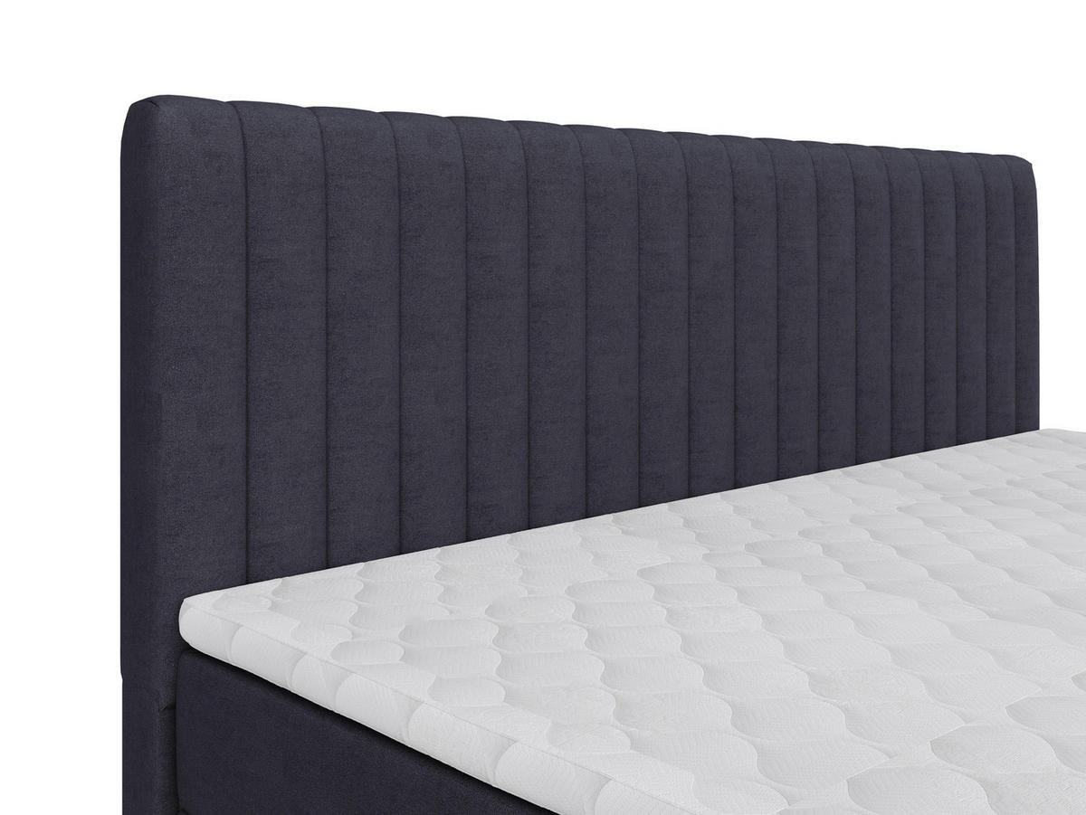 BOXBETT 180/200 cm,  in Graphitfarben, gepolstertes Kopfteil, Bettkasten, Topper, Matratzen, H3 + H3 = fest  - Schwarz/Graphitfarben, Basics, Kunststoff/Textil (180/200cm) - Chameo