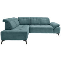 ECKSOFA in Cord Petrol  - Petrol/Schwarz, Modern, Textil/Metall (200/272cm) - Livetastic