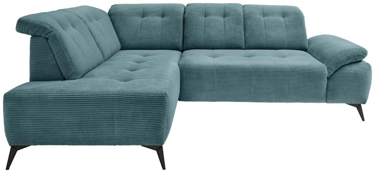 ECKSOFA in Cord Petrol  - Petrol/Schwarz, Modern, Textil/Metall (200/272cm) - Livetastic