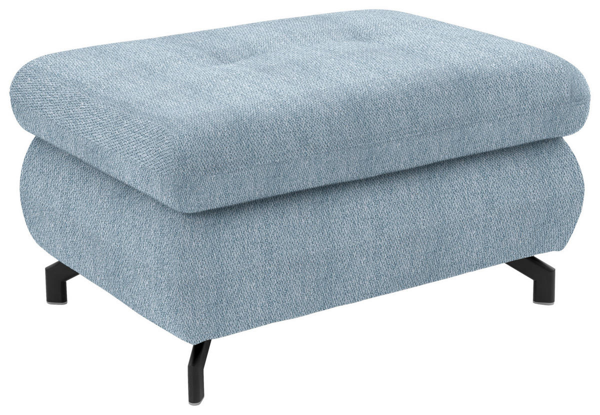 ECKSOFA in Chenille Hellblau  - Schwarz/Hellblau, Design, Textil/Metall (310/220cm) - Beldomo Style