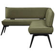 ECKBANK 165/195 cm Webstoff Schwarz, Olivgrün Buche massiv   - Schwarz/Olivgrün, Basics, Holz/Textil (165/195cm) - Carryhome