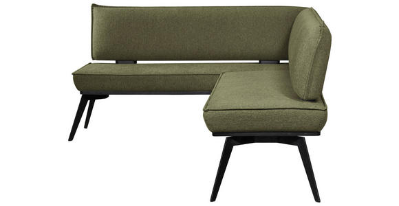 ECKBANK 165/195 cm Webstoff Schwarz, Olivgrün Buche massiv   - Schwarz/Olivgrün, Basics, Holz/Textil (165/195cm) - Carryhome