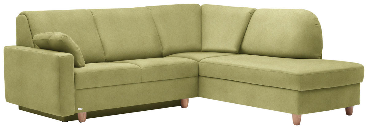 ECKSOFA in Flachgewebe Limette  227/208 cm  - Eichefarben/Limette, KONVENTIONELL, Holz/Textil (227/208cm) - Sedda
