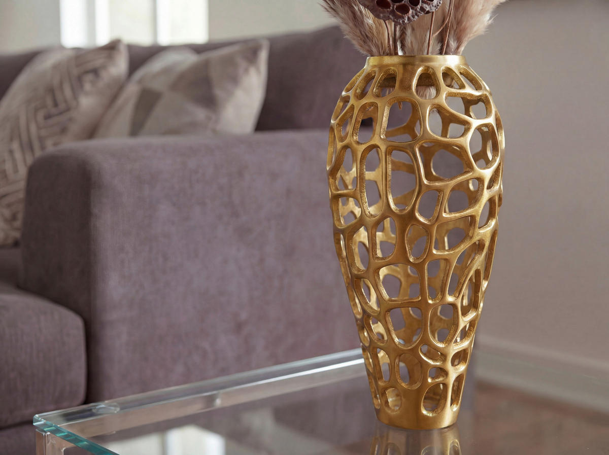 VASE 45 cm  - Goldfarben, Design, Metall (19/45cm) - Livetastic
