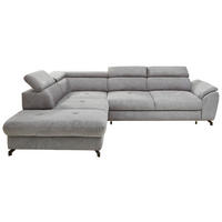 ECKSOFA Webstoff Grau  - Schwarz/Grau, Design, Textil/Metall (237/277cm) - Stylife
