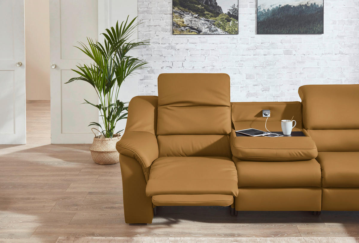ECKSOFA  in Echtleder Senfgelb  324/260 cm  - Chromfarben/Senfgelb, KONVENTIONELL, Leder/Kunststoff (324/260cm) - Cantus