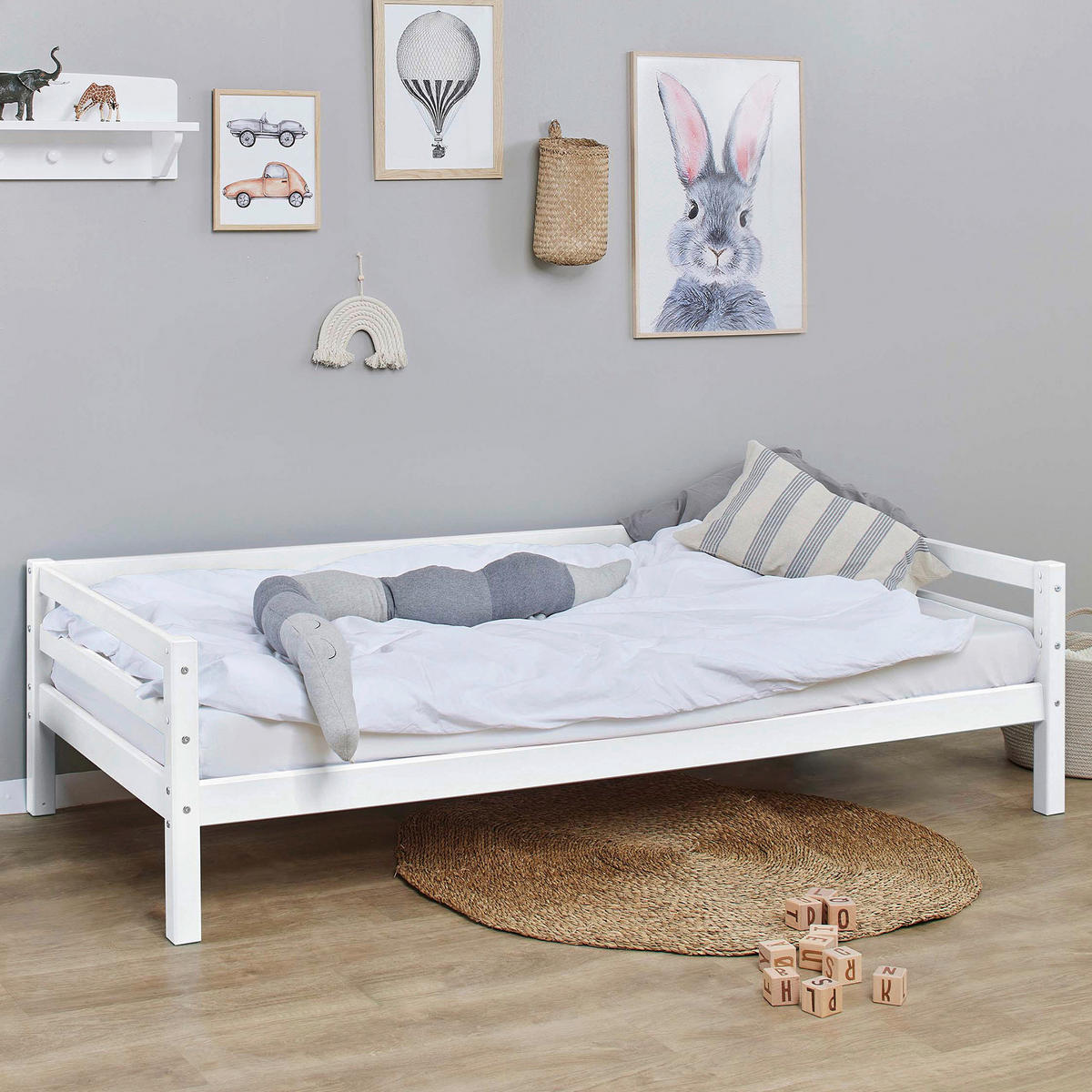 KINDER-/JUNIORBETT - Weiß/Kieferfarben, MODERN, Holz (90/200cm) - MID.YOU