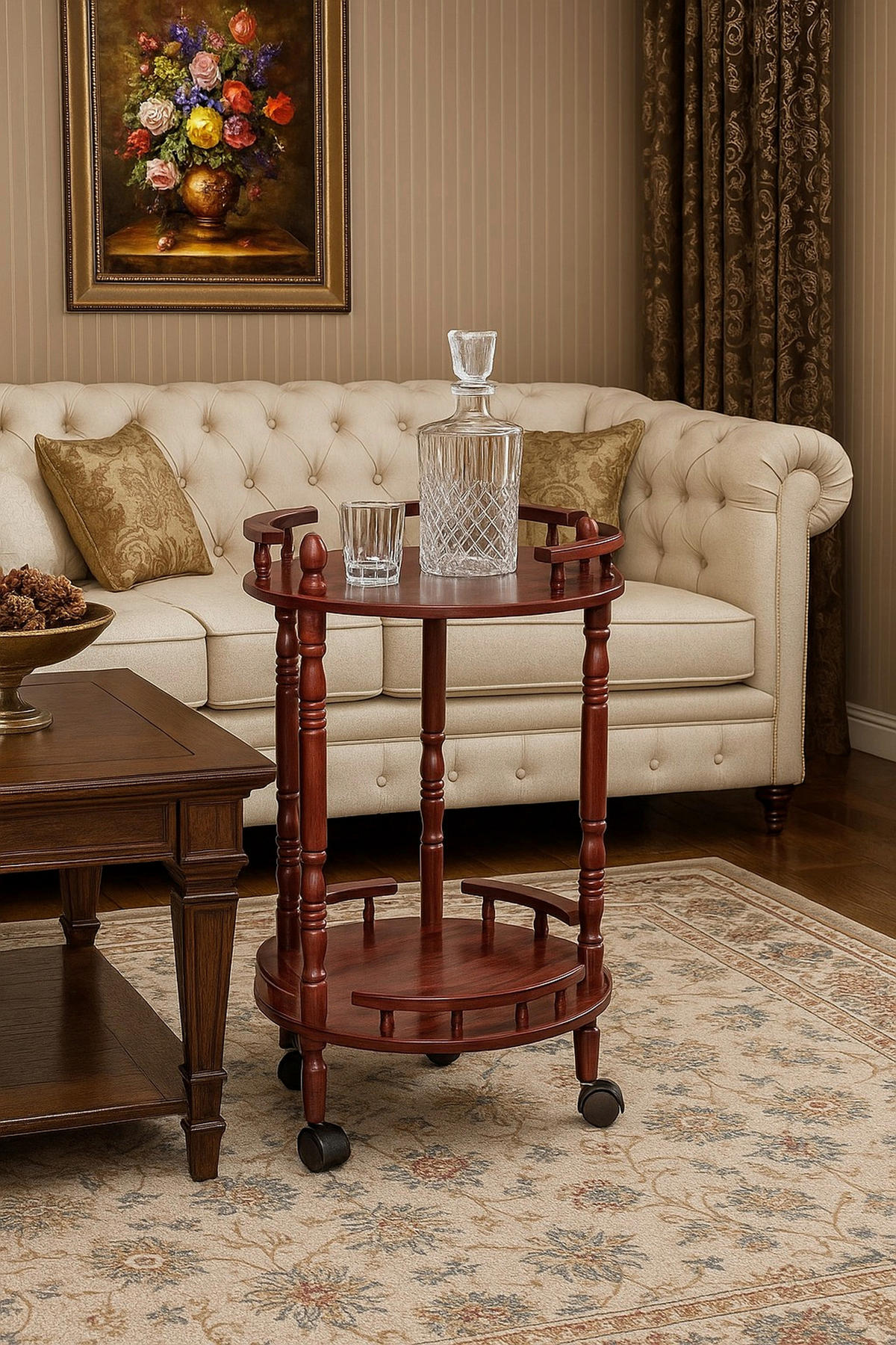 SERVIERWAGEN massiv Kirschbaumfarben  - Kirschbaumfarben, KONVENTIONELL, Holz/Holzwerkstoff (45/45/69cm) - MID.YOU