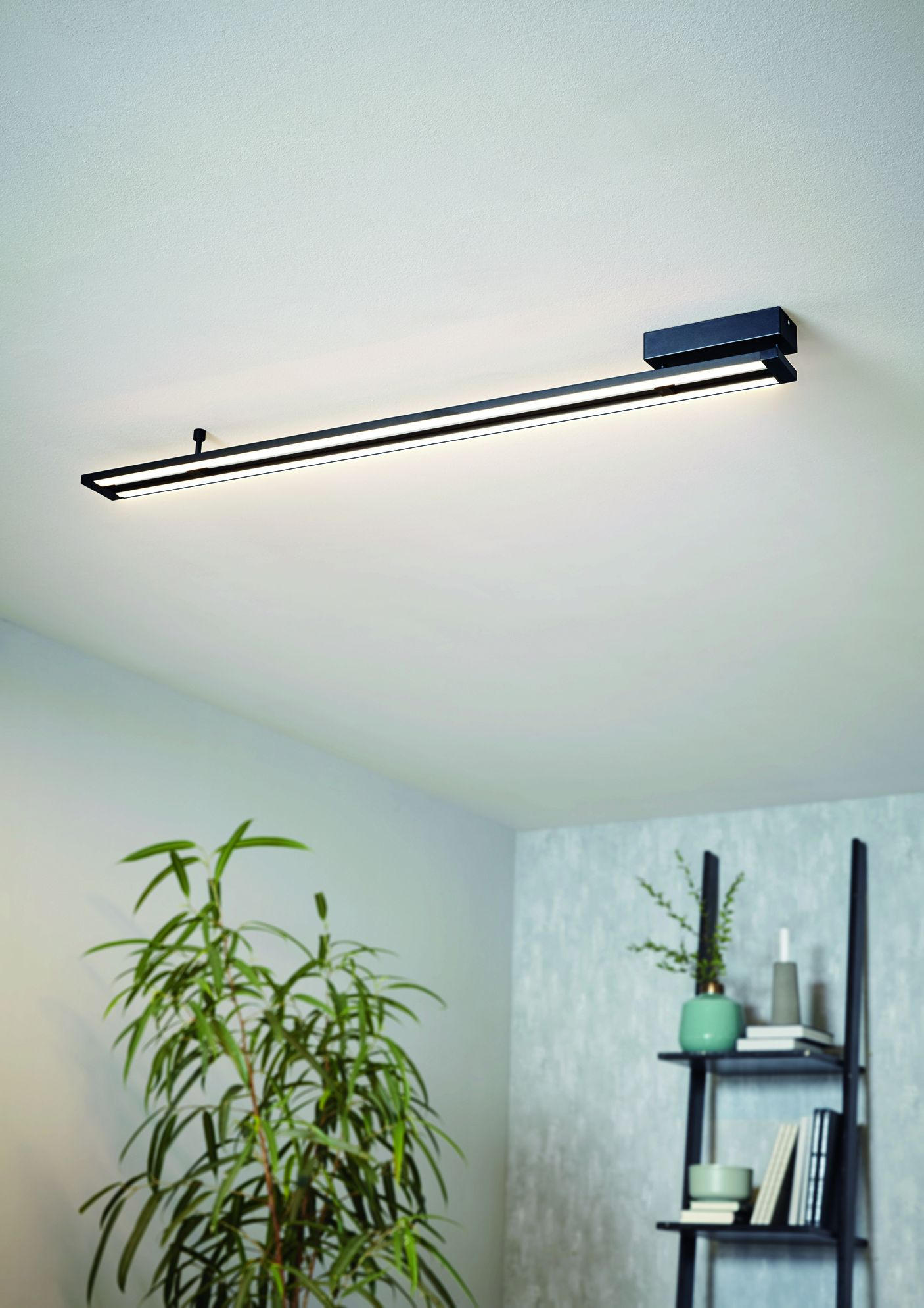STROPNÍ LED SVÍTIDLO, 8,5/116 cm  - bílá/černá, Design, kov/plast (8,5/116cm) - Eglo