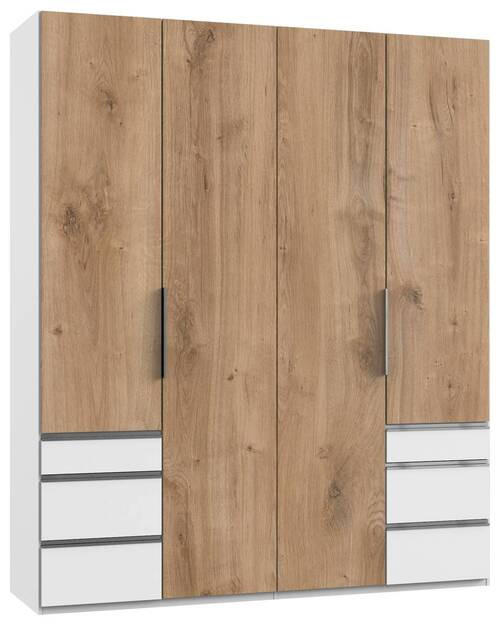 DREHTÜRENSCHRANK in Weiss, Eichefarben  - Chromfarben/Weiss, Modern, Holzwerkstoff (200/236/58cm) - MID.YOU