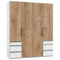 DREHTÜRENSCHRANK in Weiss, Eichefarben  - Chromfarben/Weiss, Modern, Holzwerkstoff (200/236/58cm) - MID.YOU