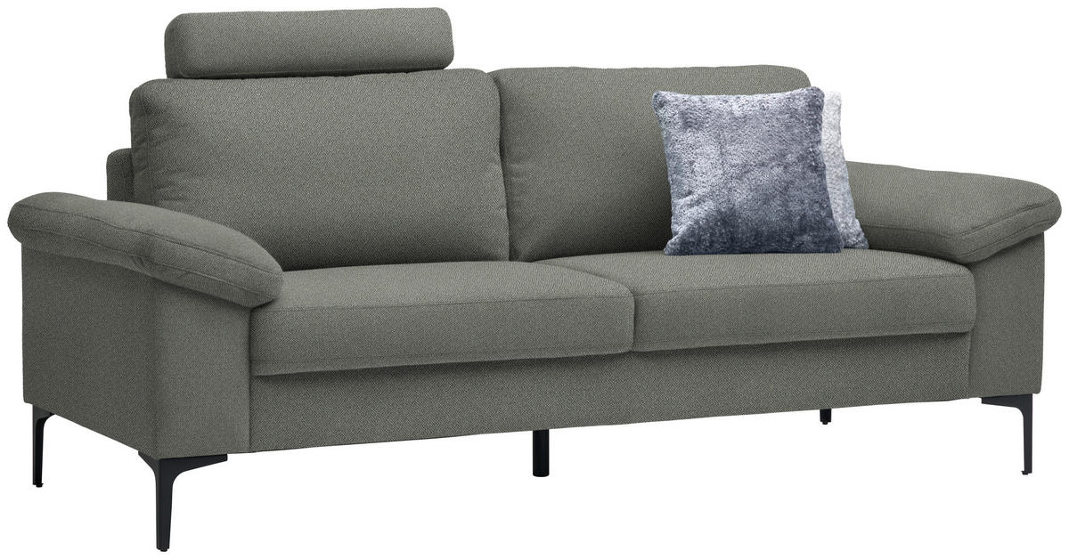 2,5-SITZER in Flachgewebe Graugrün  - Schwarz/Graugrün, Design, Textil/Metall (206/86/97cm) - Pure Home Lifestyle