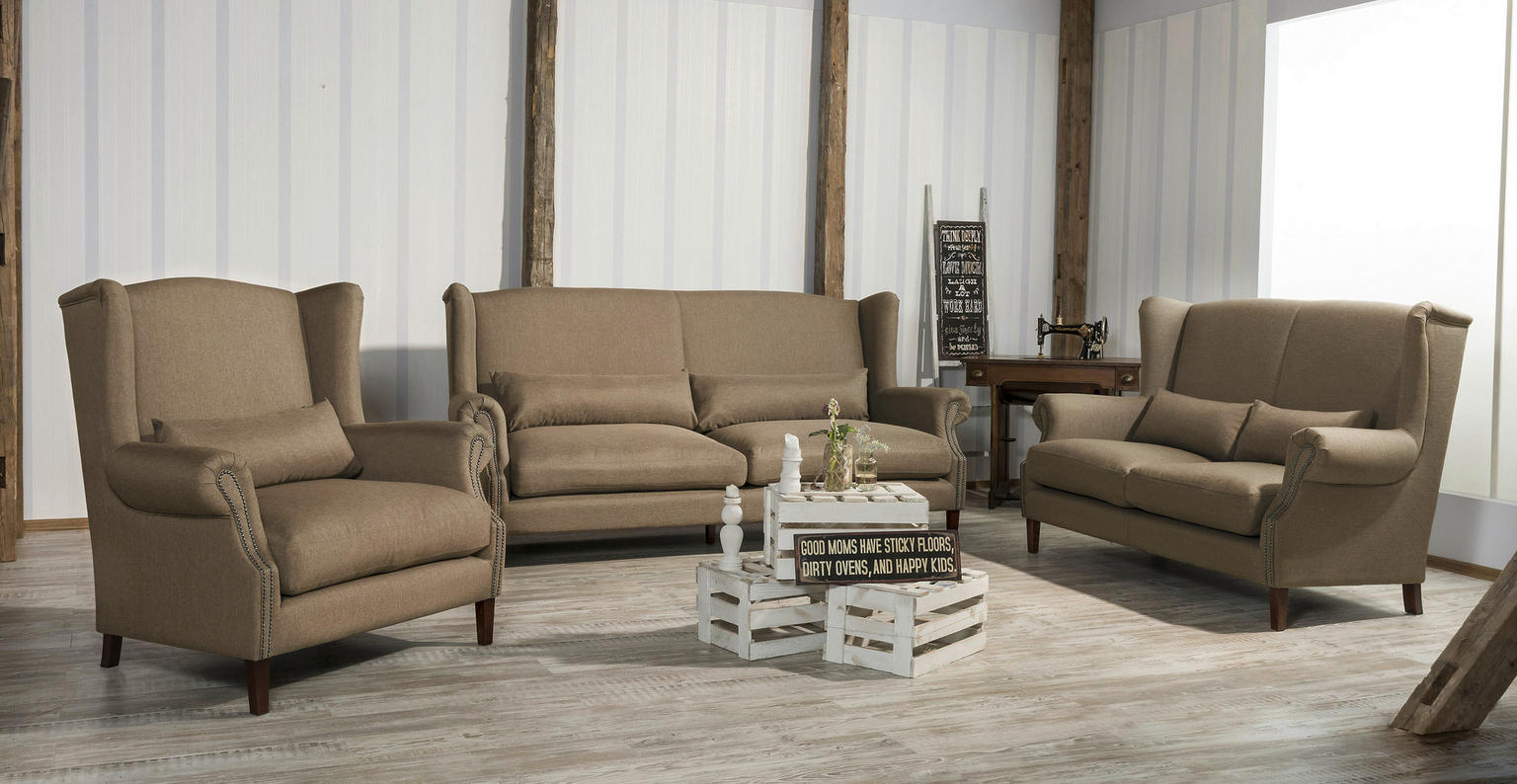 2-SITZER-SOFA Flachgewebe Sandfarben - Einrichtungsbeispiel