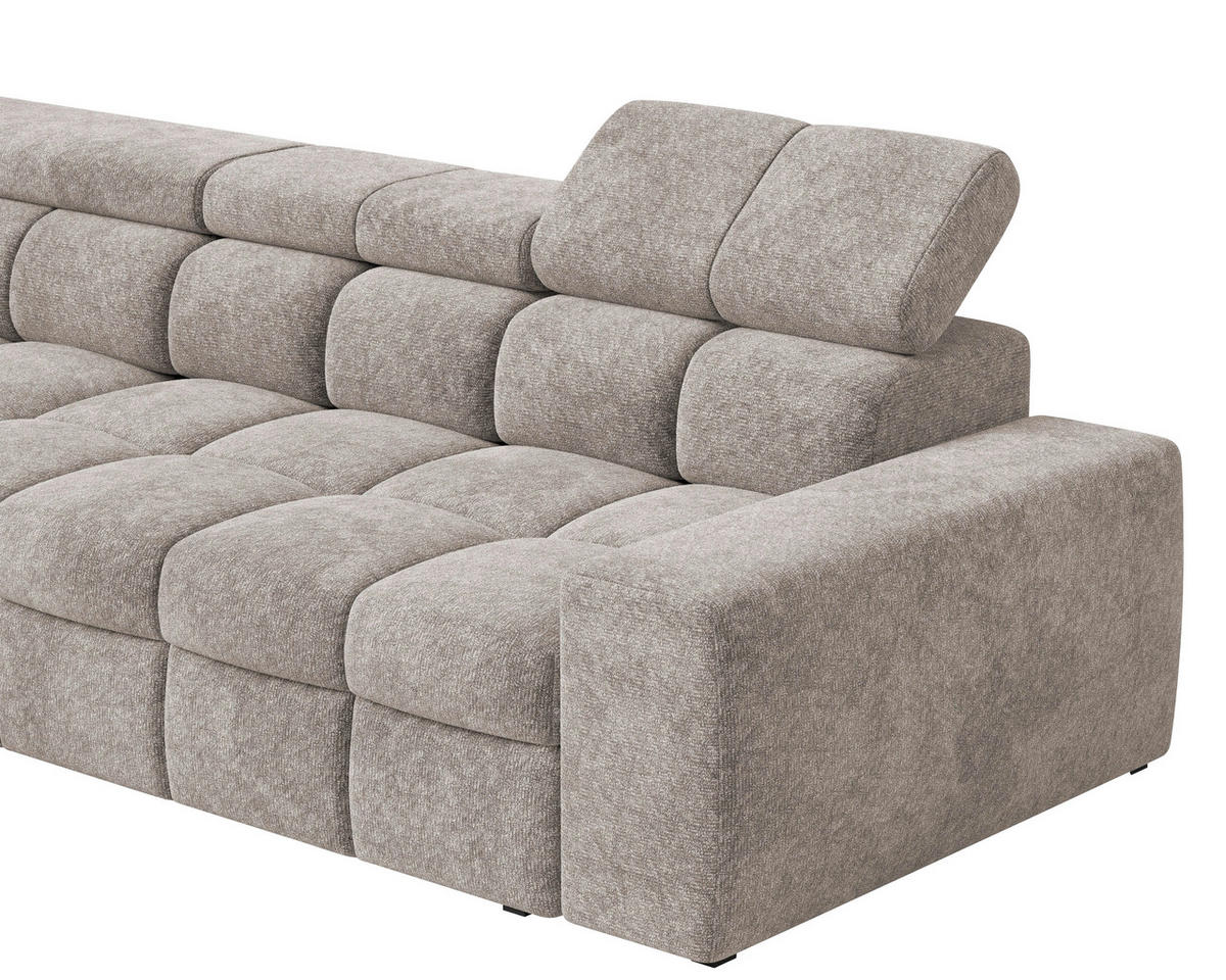 ECKSOFA  in Chenille Graubraun  - Graubraun/Schwarz, MODERN, Kunststoff/Textil (204/292cm) - Milino