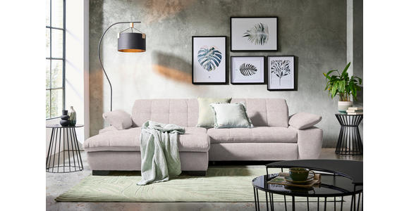 ECKSOFA in Webstoff Hellrosa  - Hellrosa/Schwarz, Design, Textil/Metall (180/265cm) - Carryhome