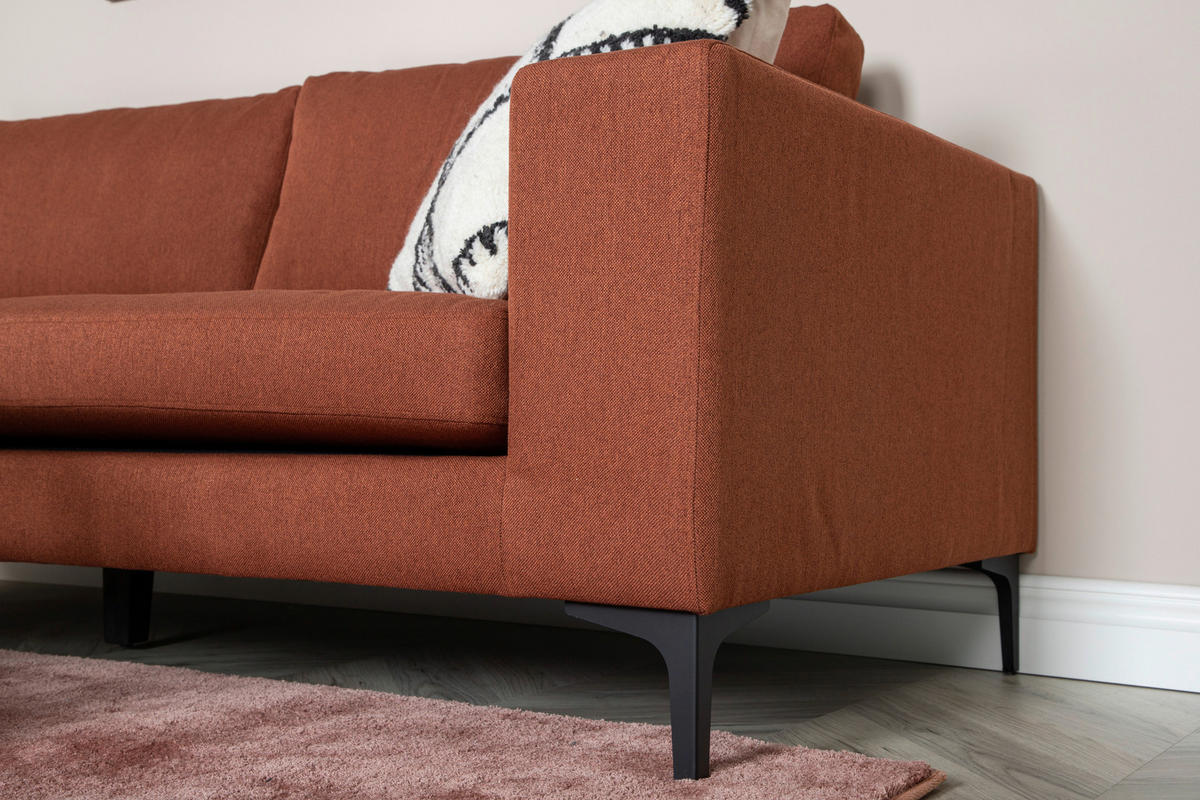 2-SITZER-SOFA Schwarz, Rostfarben  - Rostfarben/Schwarz, Design, Kunststoff/Textil (215/84/88cm) - Livetastic