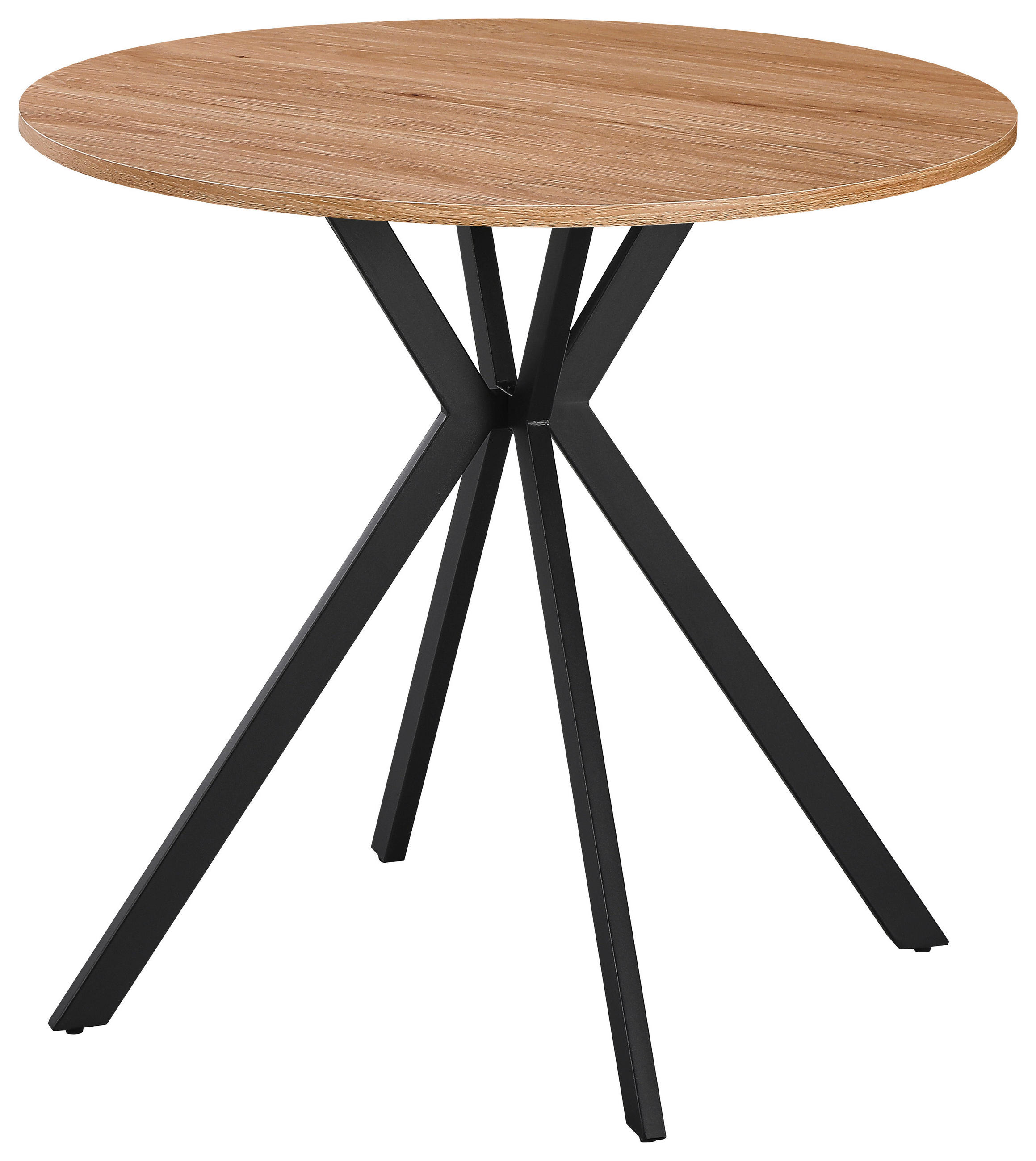 ESSTISCH 80/80/76 cm Nachbildung  Metall, Holzwerkstoff rund Schwarz, Eichefarben  - Eichefarben/Schwarz, Design, Holzwerkstoff/Metall (80/80/76cm) - Milino