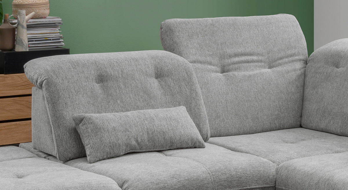 ECKSOFA in Chenille Silberfarben  - Chromfarben/Silberfarben, Design, Textil/Metall (254/280cm) - Livetastic
