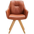 ARMLEHNSTUHL  in Echtleder pigmentiert  - Wildeiche/Cognac, Design, Leder/Holz (62/90/65cm) - Waldwelt