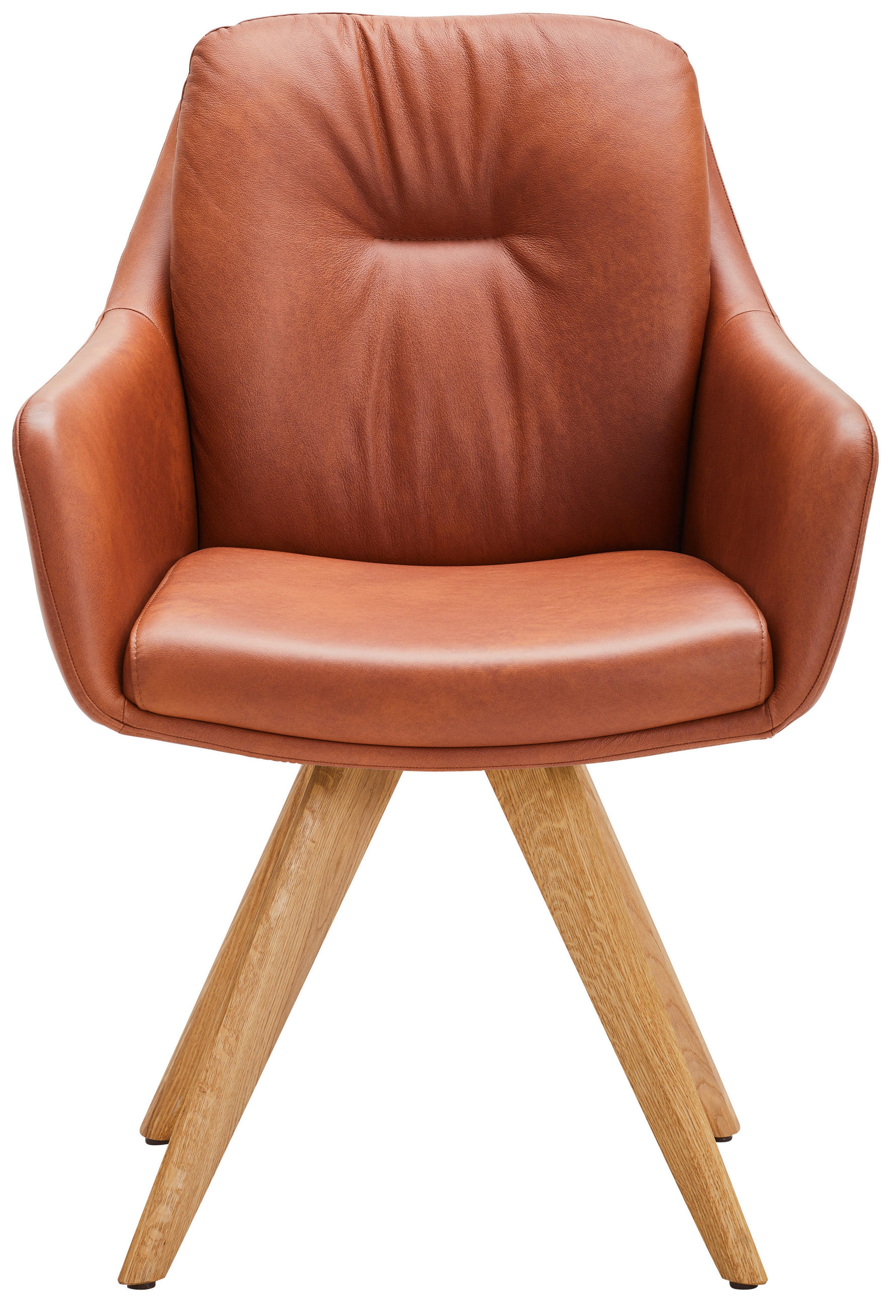 ARMLEHNSTUHL  in Echtleder pigmentiert  - Wildeiche/Cognac, Design, Leder/Holz (62/90/65cm) - Waldwelt