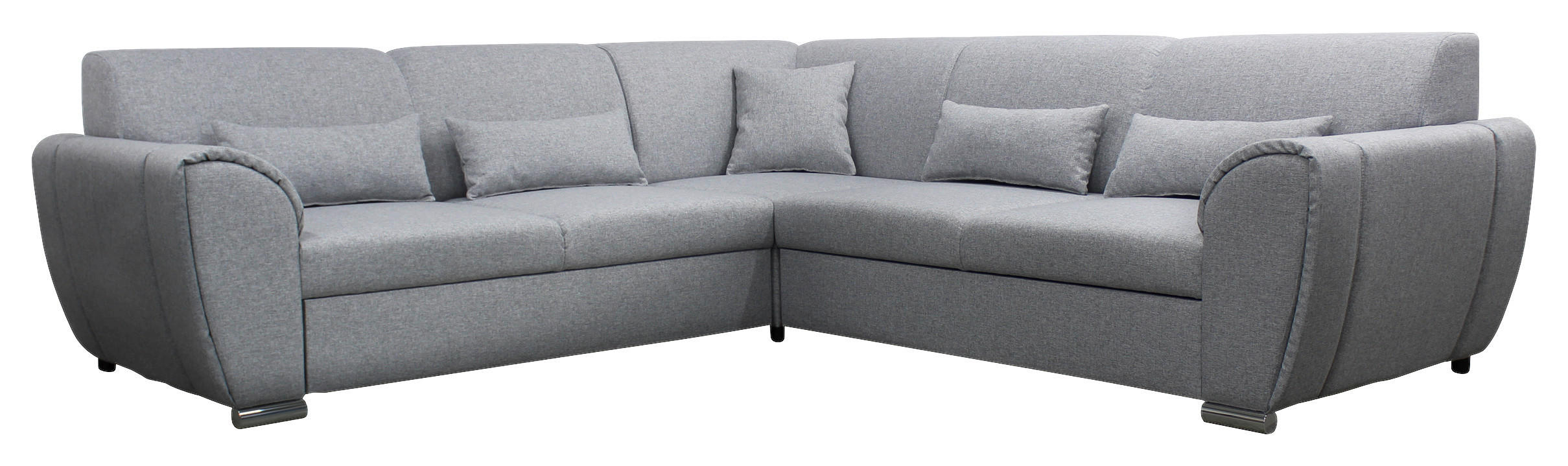 ECKSOFA Hellgrau Flachgewebe  - Silberfarben/Hellgrau, Design, Kunststoff/Textil (266/266cm) - Livetastic