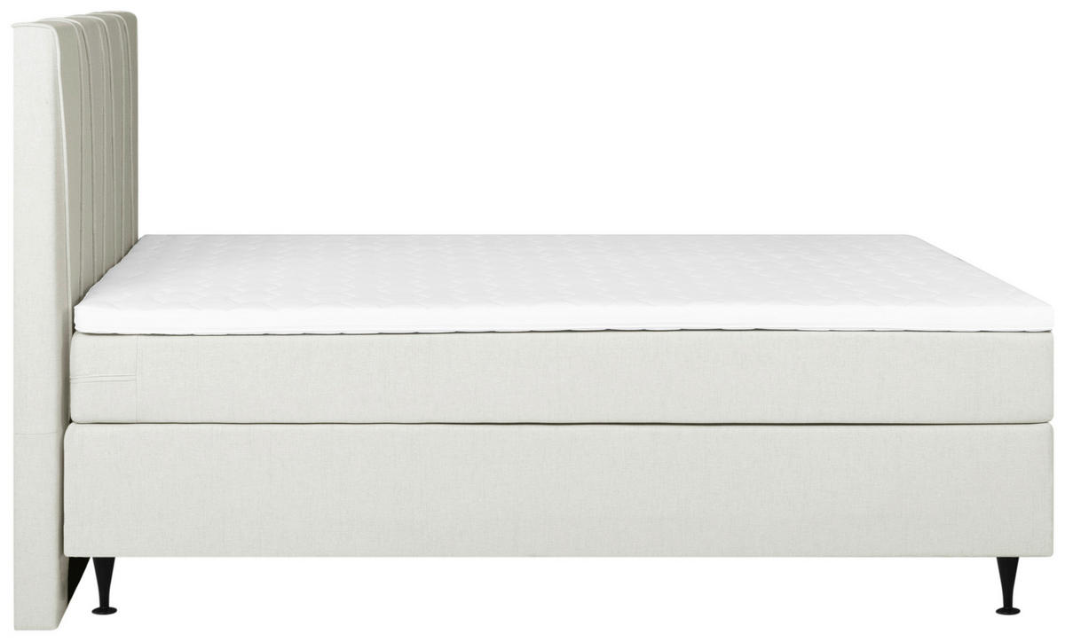 BOXSPRING-ÁGY 180/200 cm  krémszínű  - krémszínű/fekete, Modern, textil (180/200cm) - MID.YOU