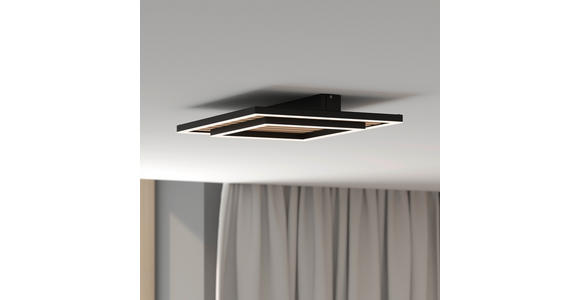 LED-DECKENLEUCHTE 40/40/6 cm   - Schwarz, Design, Holz/Kunststoff (40/40/6cm) - Novel