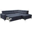 ECKSOFA in Struktur Dunkelblau  - Schwarz/Dunkelblau, MODERN, Textil/Metall (254/212cm) - Carryhome