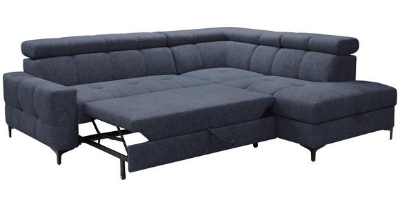 ECKSOFA in Struktur Dunkelblau  - Schwarz/Dunkelblau, MODERN, Textil/Metall (254/212cm) - Carryhome