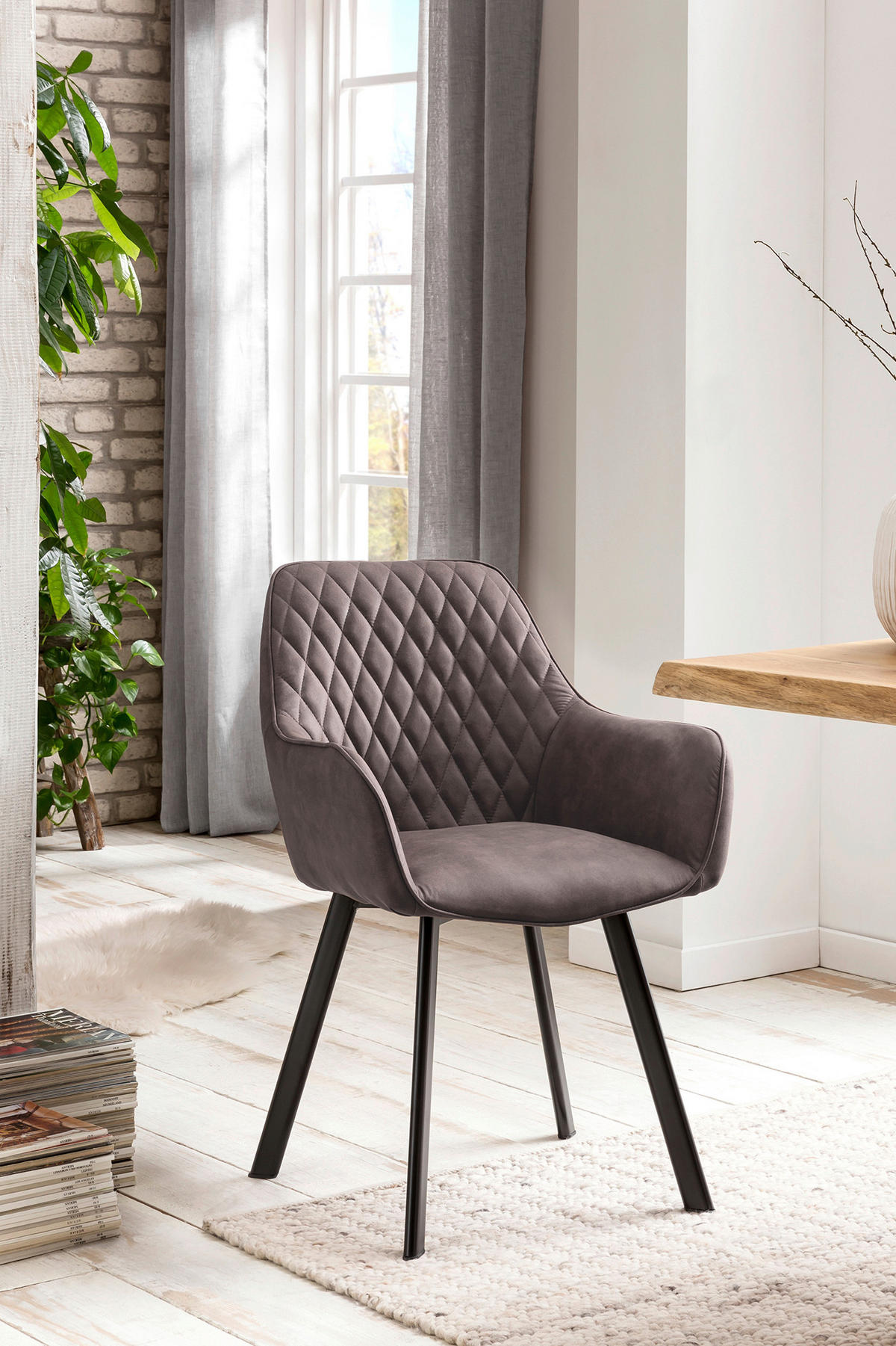 SADA STOLIČIEK S PODRÚČKAMI 2 kus - čierna/taupe, Modern, kov/textil (56,5/83/63cm) - Livetastic