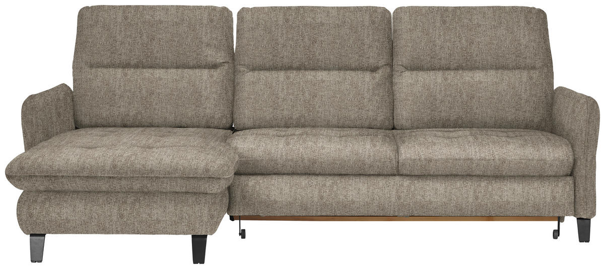 ECKSOFA Greige Chenille  - Greige/Schwarz, KONVENTIONELL, Textil/Metall (190/254cm) - Livetastic