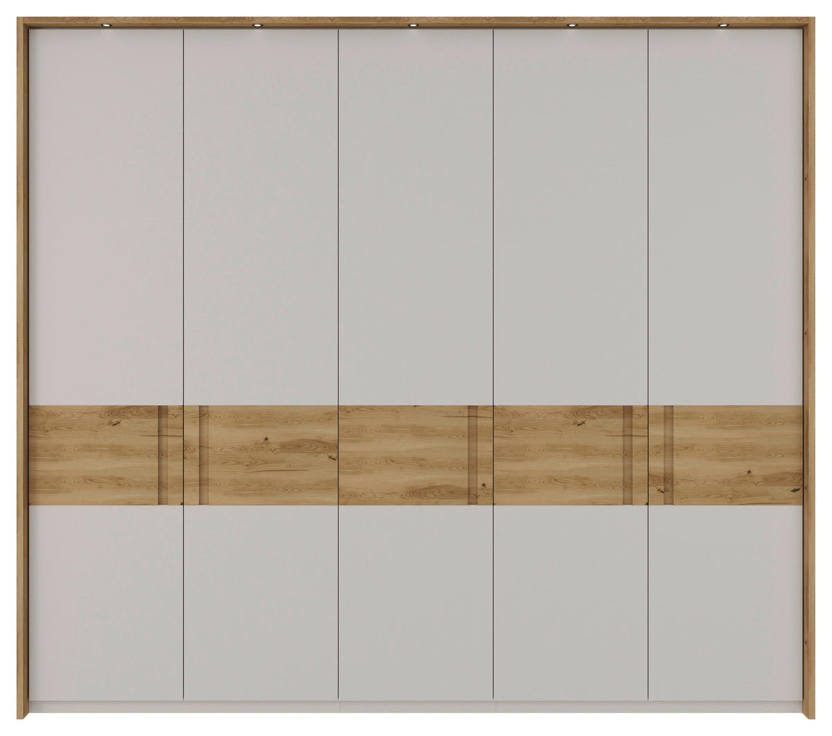 OMARA S KLASIČNIMI VRATI, masivno hrast barve hrasta, svetlo siva  - barve hrasta/svetlo siva, Moderno, leseni material/les (252/225/60cm) - Dieter Knoll