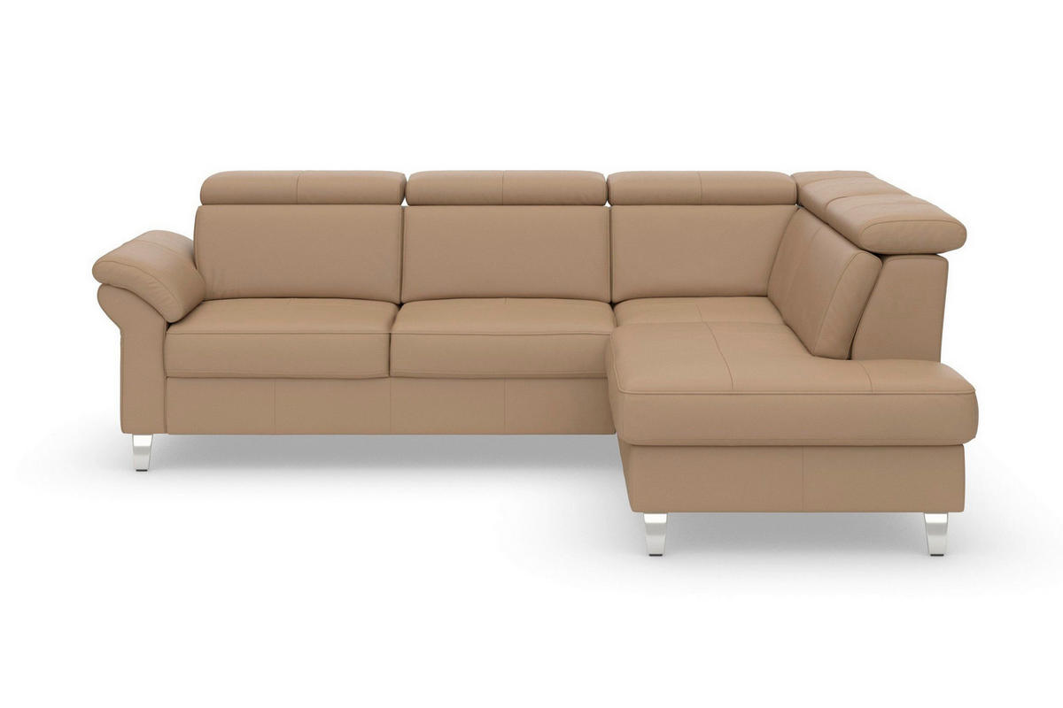 ECKSOFA 245/194 cm ARNGAST E in Echtleder Cappuccino Kopfteilverstellung  245/194 cm  - Chromfarben/Cappuccino, Basics, Leder/Textil (245/194cm) - Sit & More
