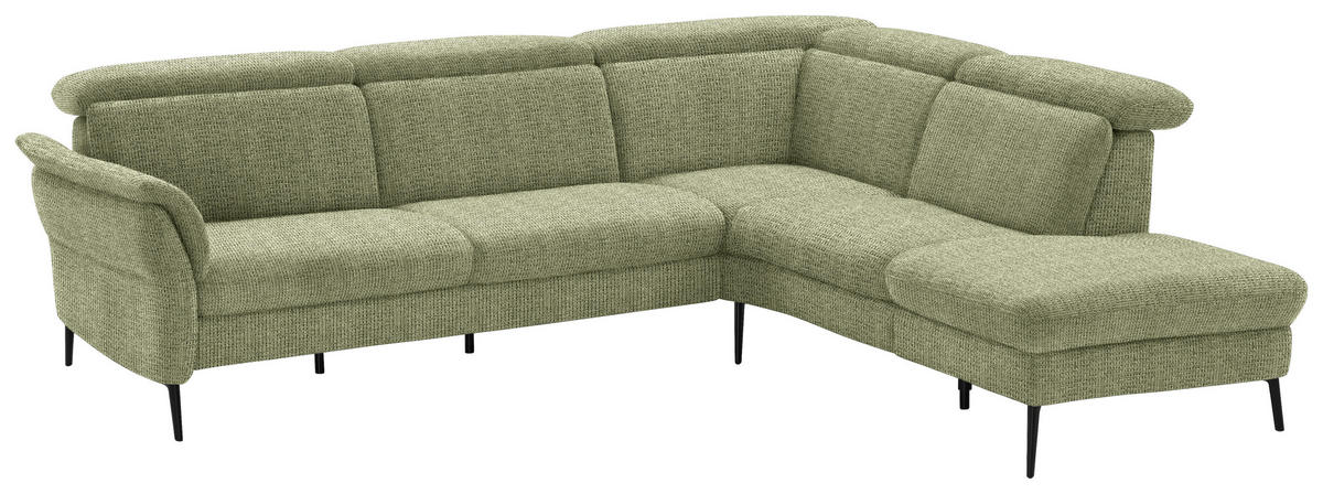 ECKSOFA in Struktur Grün  275/235 cm  - Schwarz/Grün, MODERN, Textil/Metall (275/235cm) - Cantus