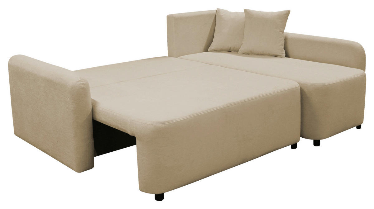 ECKSOFA STERN Beige Bouclé Zierkissen, Rückenkissen, Bettkasten  - Beige/Schwarz, Design, Kunststoff/Textil (207/152cm) - MID.YOU