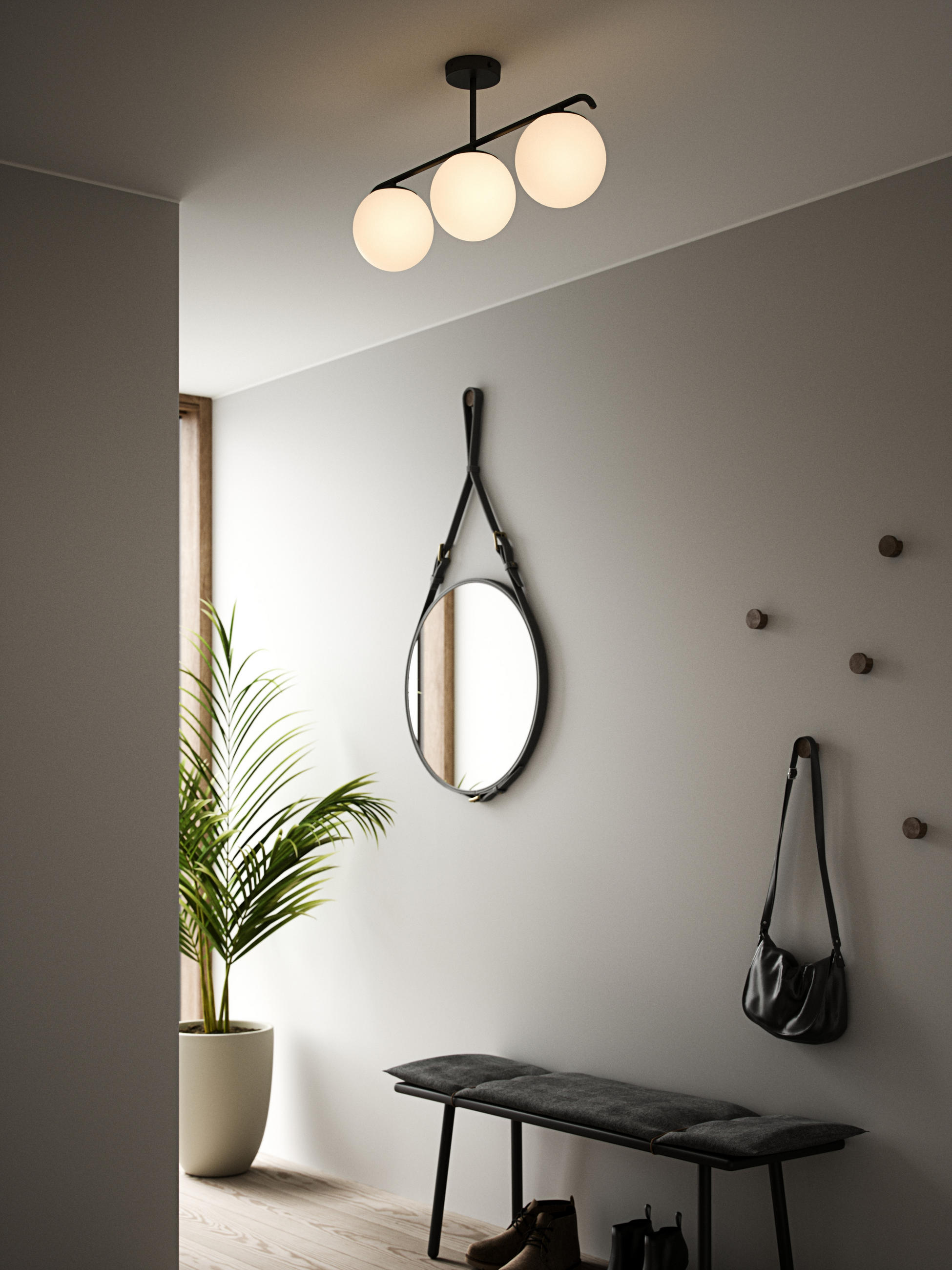 DECKENLEUCHTE Grant  69 cm  - Schwarz, KONVENTIONELL, Glas/Metall (69cm) - Nordlux