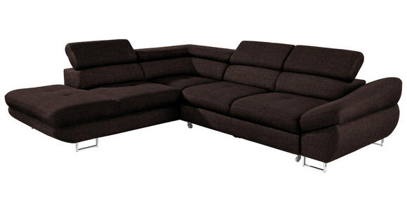 ECKSOFA in Webstoff Dunkelbraun  - Dunkelbraun, Design, Textil/Metall (235/280cm) - Hom`in