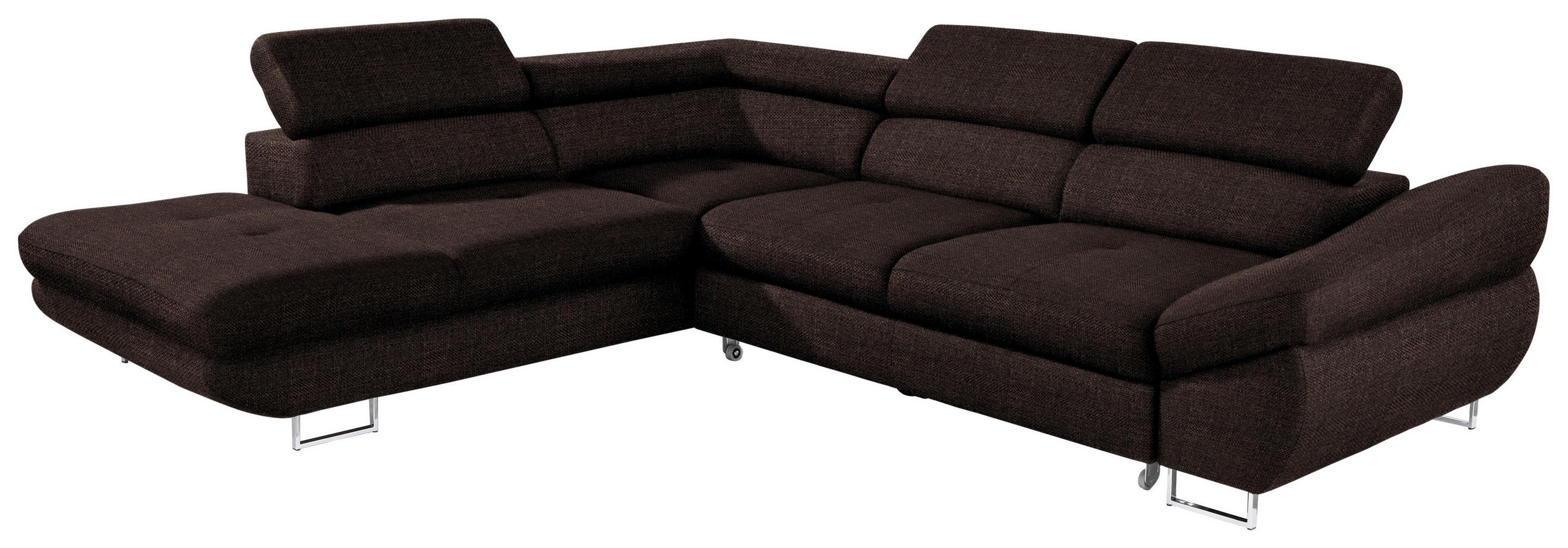 ECKSOFA in Webstoff Dunkelbraun  - Dunkelbraun, Design, Textil/Metall (235/280cm) - Hom`in