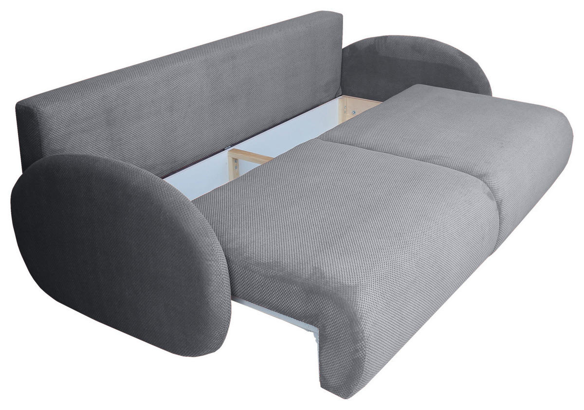 SCHLAFSOFA  mit Liegefunktion, Schlafen auf Sitzhöhe, Rücken echt Chenille Grau  - Schwarz/Grau, KONVENTIONELL, Kunststoff/Textil (222/90/100cm) - Carryhome