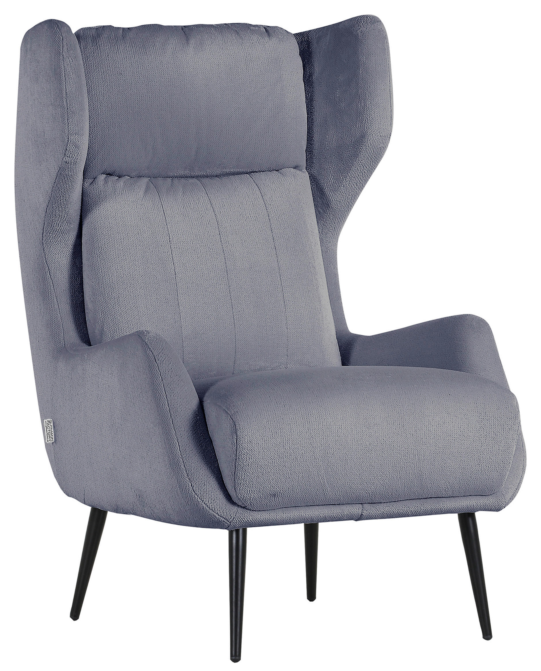 OHRENSESSEL Flachgewebe Grau  - Schwarz/Grau, Trend, Textil/Metall (75/111/83cm) - Ambia Home