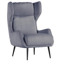 OHRENSESSEL Flachgewebe Grau  - Schwarz/Grau, Trend, Textil/Metall (75/111/83cm) - Ambia Home