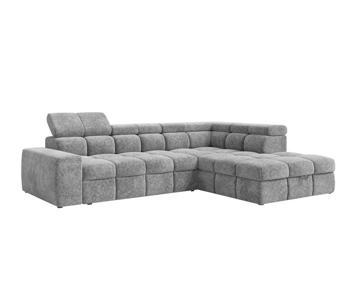 ECKSOFA  in Chenille Dunkelgrau  - Dunkelgrau/Schwarz, MODERN, Kunststoff/Textil (292/204cm) - Milino
