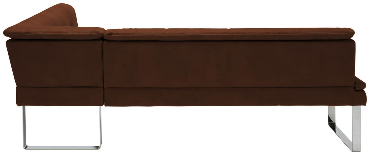 ECKBANK 233/174 cm Mikrofaser Chromfarben, Dunkelbraun Metall   - Chromfarben/Dunkelbraun, Design, Textil/Metall (233/174cm) - Novel